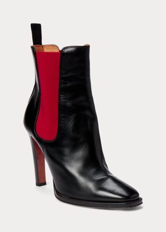 Musta/punainen naisten Ralph Lauren Zoie Calfskinie -saappaat
