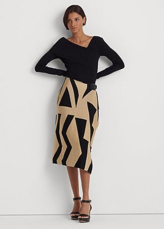 Musta / ruskea naisten Ralph Lauren Geo-print Cotton-Blend kynähameet