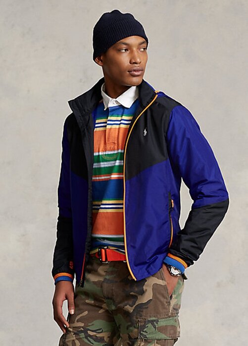 Musta/sininen miesten Ralph Lauren vettä hylkivät Ripstop-takit Musta/sininen miesten Ralph Lauren vettä hylkivät Ripstop-takit