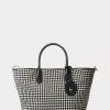 Musta/valkoinen Houndstooth naisten Ralph Lauren Houndstooth keskikokoiset Bellport-laukut Musta/valkoinen Houndstooth naisten Ralph Lauren Houndstooth keskikokoiset Bellport-laukut