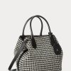 Musta/valkoinen Houndstooth naisten Ralph Lauren Houndstooth keskikokoiset Bellport-laukut Musta/valkoinen Houndstooth naisten Ralph Lauren Houndstooth keskikokoiset Bellport-laukut