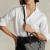 Musta/valkoinen Houndstooth Naisten Ralph Lauren Houndstooth Mini Bellport Kangaskassit Musta/valkoinen Houndstooth Naisten Ralph Lauren Houndstooth Mini Bellport Kangaskassit