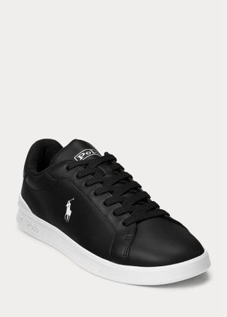 Musta/valkoinen miesten Ralph Lauren Heritage Court II -nahkaiset tennarit Musta/valkoinen miesten Ralph Lauren Heritage Court II -nahkaiset tennarit