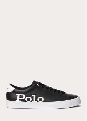 Musta/valkoinen miesten Ralph Lauren Longwood Logo -nahkaiset tennarit Musta/valkoinen miesten Ralph Lauren Longwood Logo -nahkaiset tennarit