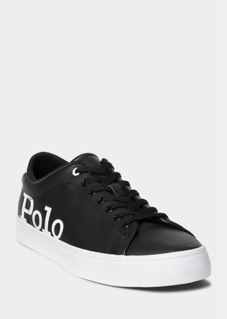 Musta/valkoinen miesten Ralph Lauren Longwood Logo -nahkaiset tennarit Musta/valkoinen miesten Ralph Lauren Longwood Logo -nahkaiset tennarit