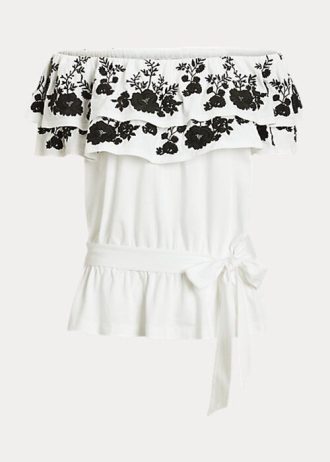 Musta/valkoinen naisten Ralph Lauren -brodeeratut trikoot Musta/valkoinen naisten Ralph Lauren -brodeeratut trikoot