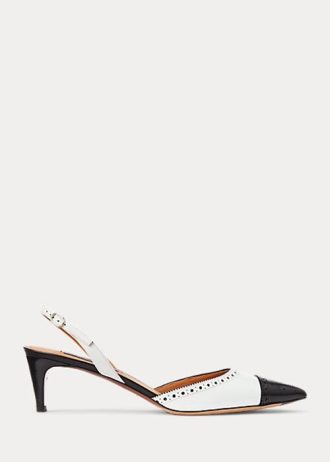 Musta/valkoinen naisten Ralph Lauren Garland -väriset Slingback-korkokengät Musta/valkoinen naisten Ralph Lauren Garland -väriset Slingback-korkokengät