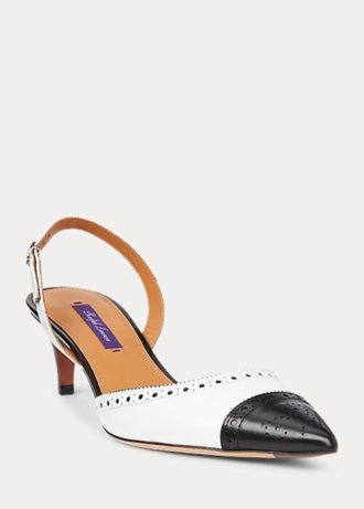 Musta/valkoinen naisten Ralph Lauren Garland -väriset Slingback-korkokengät Musta/valkoinen naisten Ralph Lauren Garland -väriset Slingback-korkokengät