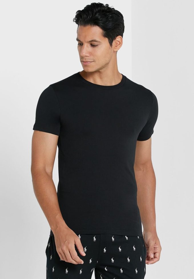 Mustat miesten Ralph Lauren 2 Pack Essential Crew Neck T-paidat