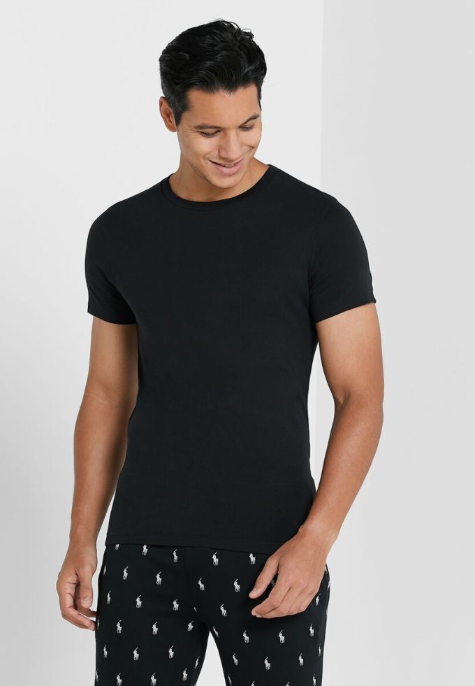 Mustat miesten Ralph Lauren 2 Pack Essential Crew Neck T-paidat