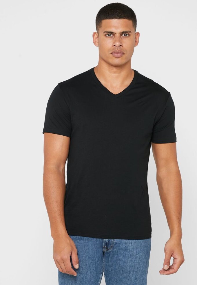 Mustat miesten Ralph Lauren 2 Pack Essential V-kaula T-paidat