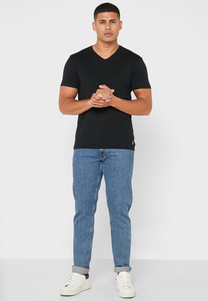 Mustat miesten Ralph Lauren 2 Pack Essential V-kaula T-paidat