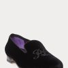 Mustat miesten Ralph Lauren Alonzo brodeeratut samettimekkokengät Mustat miesten Ralph Lauren Alonzo brodeeratut samettimekkokengät