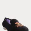 Mustat miesten Ralph Lauren Alonzo Bullion Crest Velvet -mekkokengät