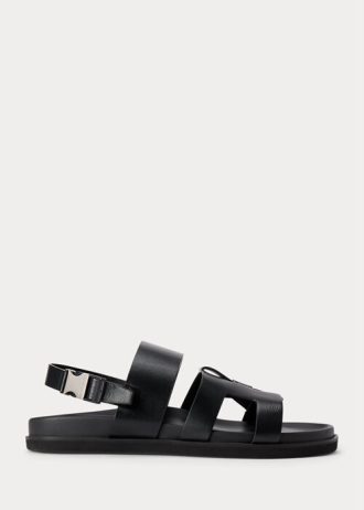 Mustat miesten Ralph Lauren Biorn Calfskin sandaalit Mustat miesten Ralph Lauren Biorn Calfskin sandaalit