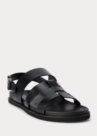 Mustat miesten Ralph Lauren Biorn Calfskin sandaalit Mustat miesten Ralph Lauren Biorn Calfskin sandaalit