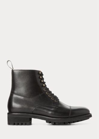 Mustat miesten Ralph Lauren Bryson -nahkasaappaat Mustat miesten Ralph Lauren Bryson -nahkasaappaat