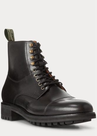Mustat miesten Ralph Lauren Bryson -nahkasaappaat Mustat miesten Ralph Lauren Bryson -nahkasaappaat