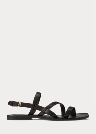 Mustat miesten Ralph Lauren Carlion Calfskin -sandaalit Mustat miesten Ralph Lauren Carlion Calfskin -sandaalit