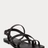 Mustat miesten Ralph Lauren Carlion Calfskin -sandaalit Mustat miesten Ralph Lauren Carlion Calfskin -sandaalit