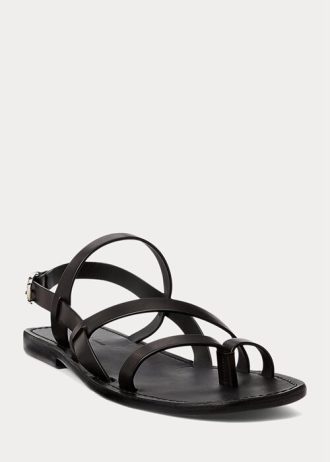 Mustat miesten Ralph Lauren Carlion Calfskin -sandaalit Mustat miesten Ralph Lauren Carlion Calfskin -sandaalit