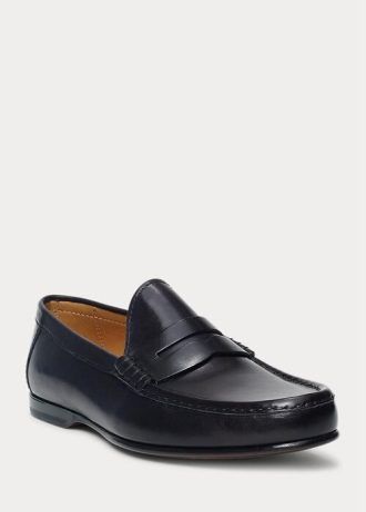 Mustat miesten Ralph Lauren Chalmers Calfskin Penny Loafers