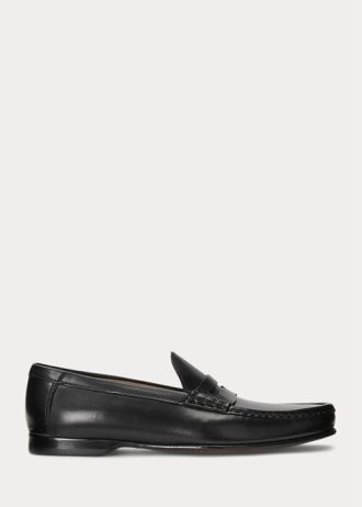 Mustat miesten Ralph Lauren Chalmersin kiillotetut vasikannahkaiset pennyloaferit