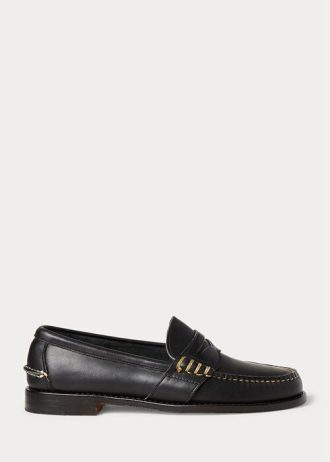 Mustat miesten Ralph Lauren Edricin nahkaiset Penny Loaferit