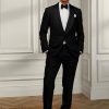 Mustat miesten Ralph Lauren Gregory Wool Barathea Tuxedo -housut Mustat miesten Ralph Lauren Gregory Wool Barathea Tuxedo -housut