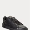 Mustat miesten Ralph Lauren Heritage Court II -nahkaiset tennarit Mustat miesten Ralph Lauren Heritage Court II -nahkaiset tennarit