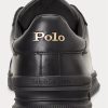 Mustat miesten Ralph Lauren Heritage Court II -nahkaiset tennarit Mustat miesten Ralph Lauren Heritage Court II -nahkaiset tennarit