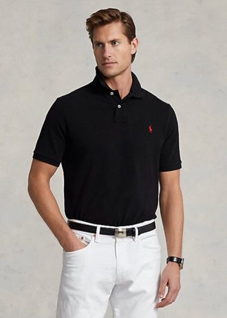 Mustat miesten Ralph Lauren Ikoniset mesh poolopaidat Mustat miesten Ralph Lauren Ikoniset mesh poolopaidat