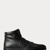 Mustat miesten Ralph Lauren Jaemyn Calfskin High-Top tennarit