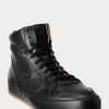 Mustat miesten Ralph Lauren Jaemyn Calfskin High-Top tennarit