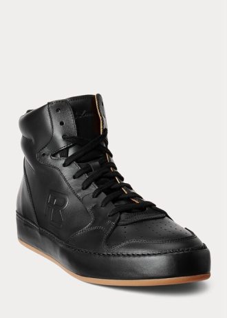 Mustat miesten Ralph Lauren Jaemyn Calfskin High-Top tennarit Mustat miesten Ralph Lauren Jaemyn Calfskin High-Top tennarit