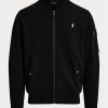 Mustat miesten Ralph Lauren -kaksoisneulotut Bomber-takit