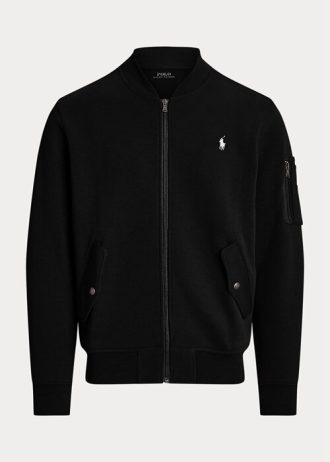 Mustat miesten Ralph Lauren -kaksoisneulotut Bomber-takit