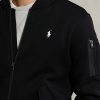 Mustat miesten Ralph Lauren -kaksoisneulotut Bomber-takit