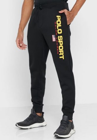 Mustat miesten Ralph Lauren -logolliset lenkkeilyhousut Mustat miesten Ralph Lauren -logolliset lenkkeilyhousut