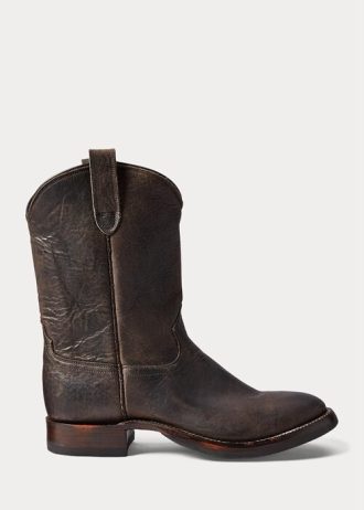 Mustat miesten Ralph Lauren -nahkasaappaat Mustat miesten Ralph Lauren -nahkasaappaat