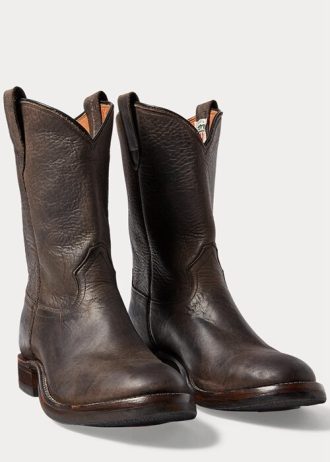 Mustat miesten Ralph Lauren -nahkasaappaat Mustat miesten Ralph Lauren -nahkasaappaat