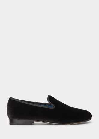 Mustat miesten Ralph Lauren Paxton Velvet -mekkokengät