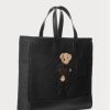 Mustat miesten Ralph Lauren Polo Bear -kangaskassit Mustat miesten Ralph Lauren Polo Bear -kangaskassit