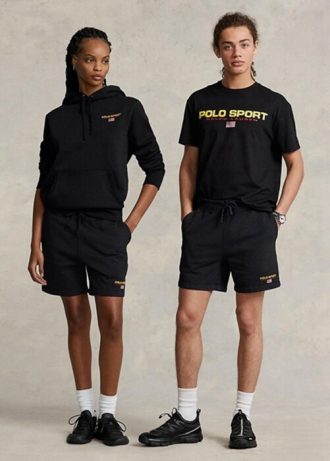 Mustat miesten Ralph Lauren Polo Sport -fleece-shortsit