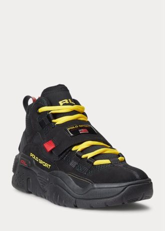Mustat miesten Ralph Lauren PS100 korkeat tennarit Mustat miesten Ralph Lauren PS100 korkeat tennarit