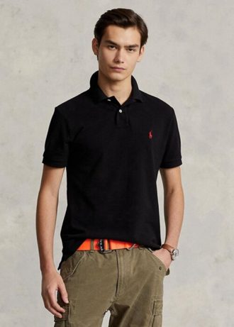 Mustat miesten Ralph Lauren Slim Fit mesh poolopaidat Mustat miesten Ralph Lauren Slim Fit mesh poolopaidat