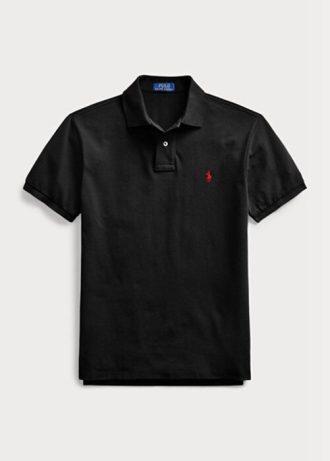 Mustat miesten Ralph Lauren Slim Fit mesh poolopaidat Mustat miesten Ralph Lauren Slim Fit mesh poolopaidat