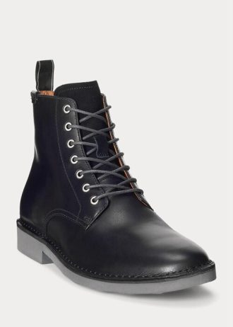 Mustat miesten Ralph Lauren Talan -nahkasaappaat Mustat miesten Ralph Lauren Talan -nahkasaappaat