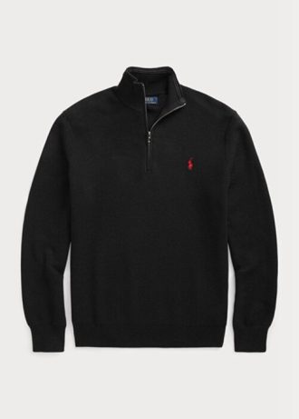 Mustat miesten Ralph Lauren verkkoneulotut puuvillaiset neulepuserot Mustat miesten Ralph Lauren verkkoneulotut puuvillaiset neulepuserot