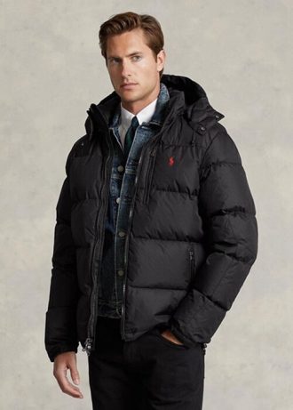 Mustat miesten Ralph Lauren vettä hylkivät untuvatakit